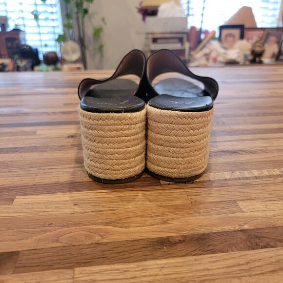 J.Crew Black Leather Platform Espadrille Sandal/Slide Style #AN868 - Picture 5 of 14